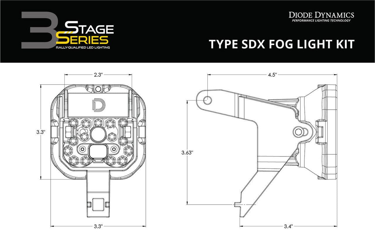 Diode Dynamics SS3 LED Fog Light Kit for 2000-2005 Ford Excursion White SAE-DOT Driving Sport w- Backlight - Apollo Optics