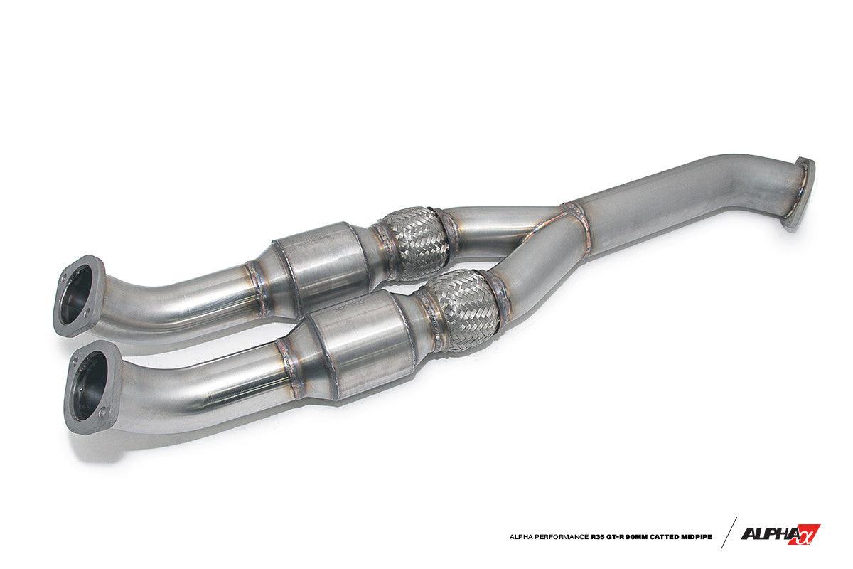 AMS Performance Alpha Performance R35 GT-R 90mm Catted Midpipe - 90mm - Apollo Off-Road