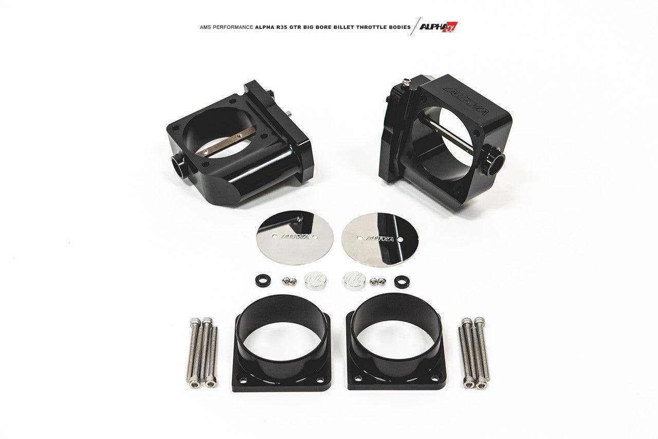 AMS Performance Alpha R35 GT-R Big Bore Billet Throttle Bodies - TB Set w- Std Hose Flanges - Apollo Off-Road