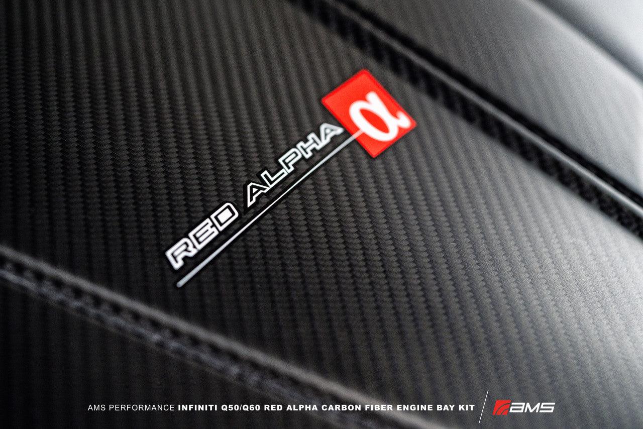 AMS Performance Infiniti Q50 - Q60 Red Alpha Matte Carbon Engine Cover - Apollo Off-Road