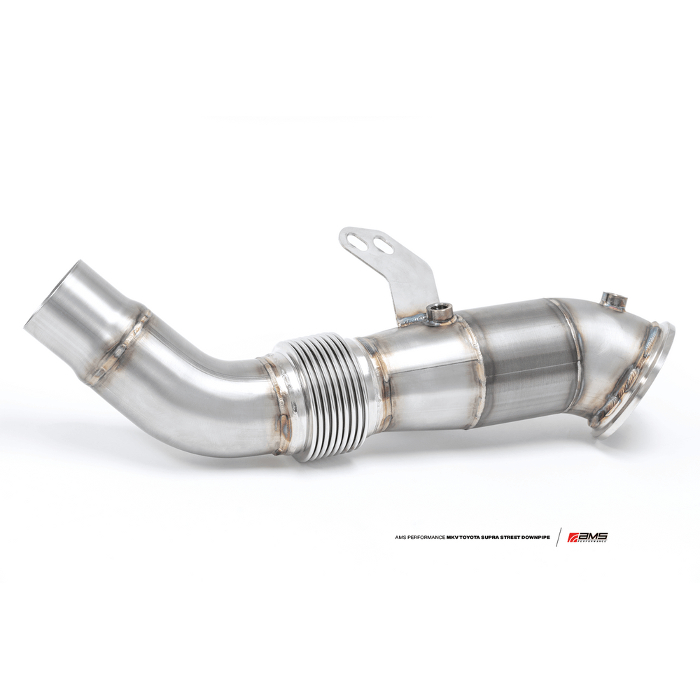 AMS Performance Toyota GR Supra Street Downpipe w- EPA-verified Ultra High Flow GESI Cat - Apollo Off-Road