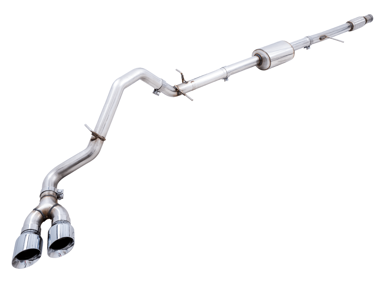 AWE 0FG Catback Dual Side Exit Exhaust for 4th Gen Silverado-Sierra 1500 5.3L (Flat Bumper) - Chrome Silver Tips - Apollo Off-Road