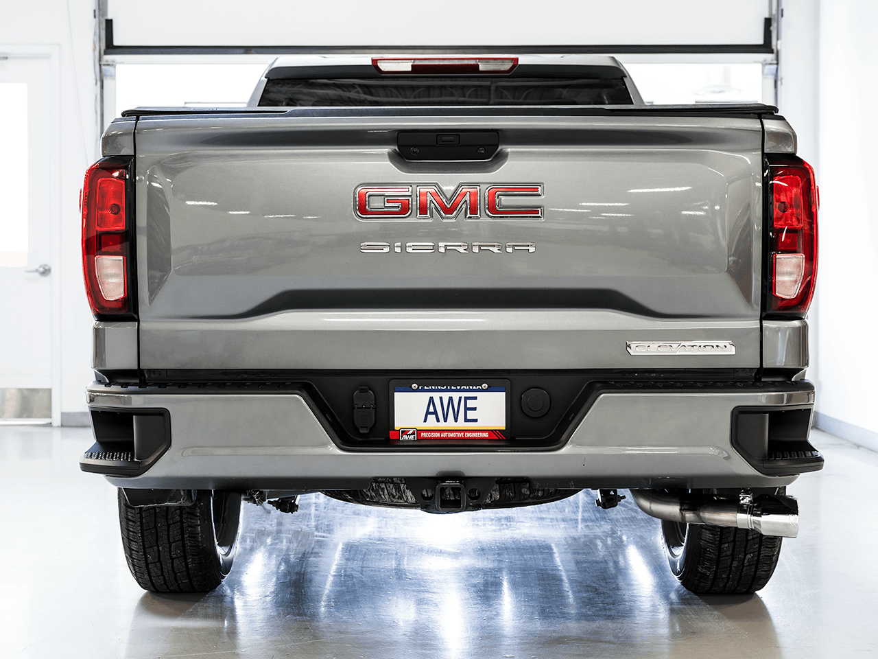 AWE 0FG Catback Dual Side Exit Exhaust for 4th Gen Silverado-Sierra 1500 5.3L (Flat Bumper) - Chrome Silver Tips - Apollo Off-Road