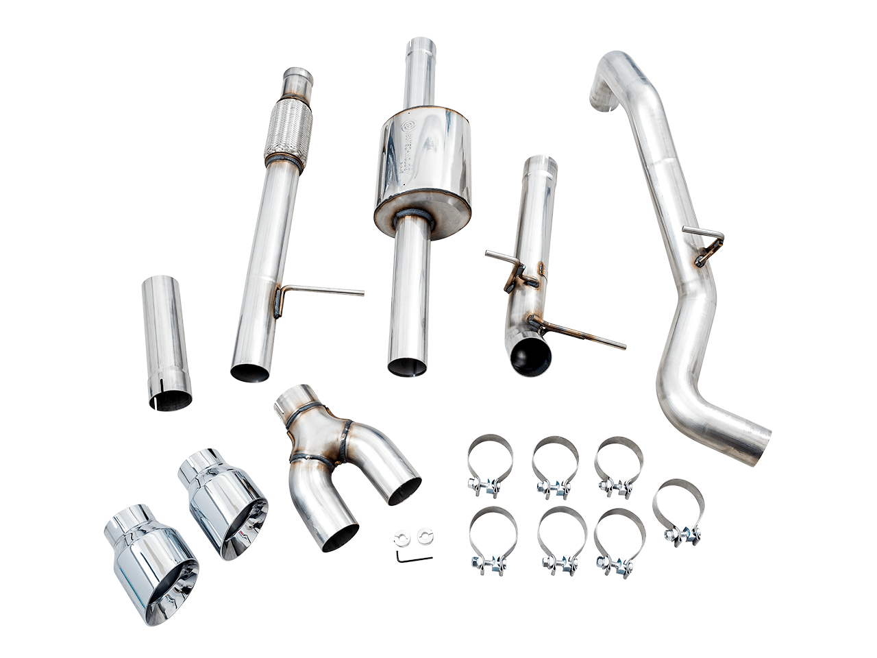AWE 0FG Catback Dual Side Exit Exhaust for 4th Gen Silverado-Sierra 1500 5.3L (Flat Bumper) - Chrome Silver Tips - Apollo Off-Road