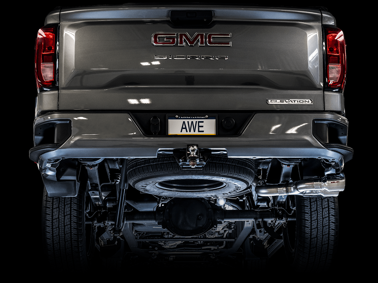 AWE 0FG Catback Dual Side Exit Exhaust for 4th Gen Silverado-Sierra 1500 5.3L (Flat Bumper) - Chrome Silver Tips - Apollo Off-Road