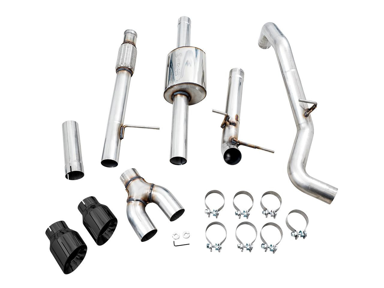 AWE 0FG Catback Dual Side Exit Exhaust for 4th Gen Silverado-Sierra 1500 5.3L (Flat Bumper) - Diamond Black Tips - Apollo Off-Road
