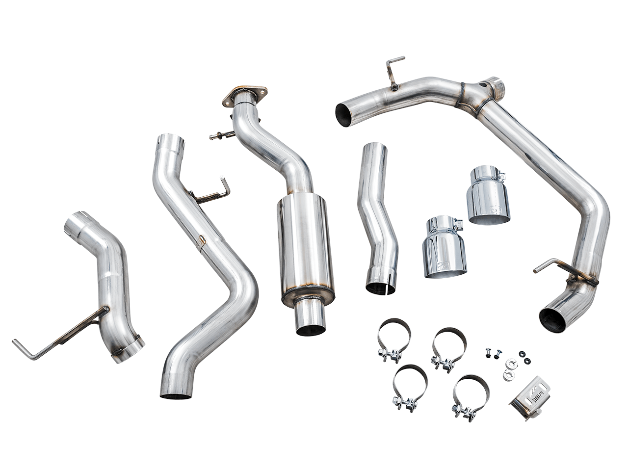 AWE 0FG Catback Exhaust for Ford Bronco with BashGuard - Dual 4.5" Chrome Silver Tips - Apollo Off-Road