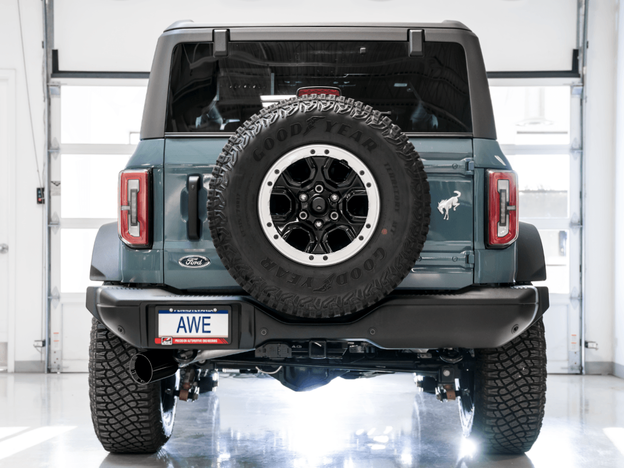 AWE 0FG Catback Exhaust for Ford Bronco with BashGuard - Single 5" Diamond Black Tip - Apollo Off-Road