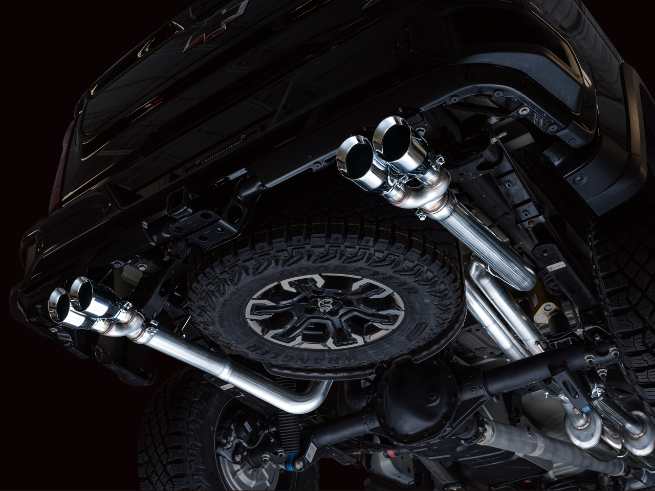 AWE 0FG Catback Exhaust for Silverado ZR2-Sierra AT4X - Quad Chrome Silver Tips - Apollo Off-Road
