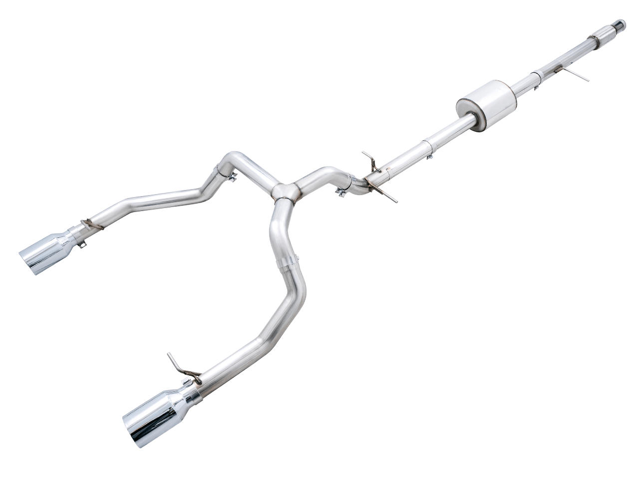 AWE 0FG Catback Split Rear Exit Exhaust for 4th Gen Silverado-Sierra 1500 5.3L (Flat Bumper) - Dual Chrome Silver Tips - Apollo Off-Road
