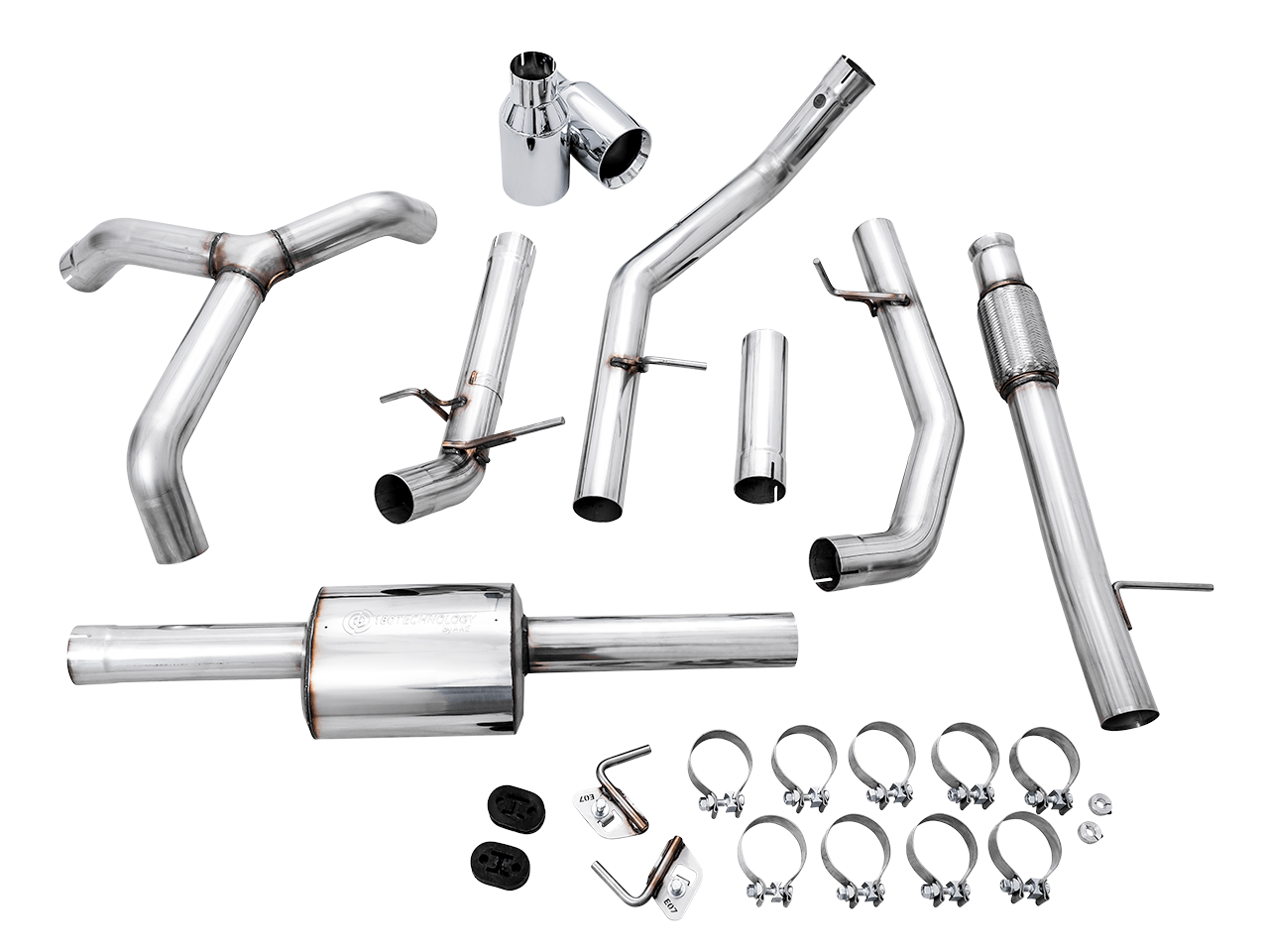 AWE 0FG Catback Split Rear Exit Exhaust for 4th Gen Silverado-Sierra 1500 5.3L (Flat Bumper) - Dual Chrome Silver Tips - Apollo Off-Road