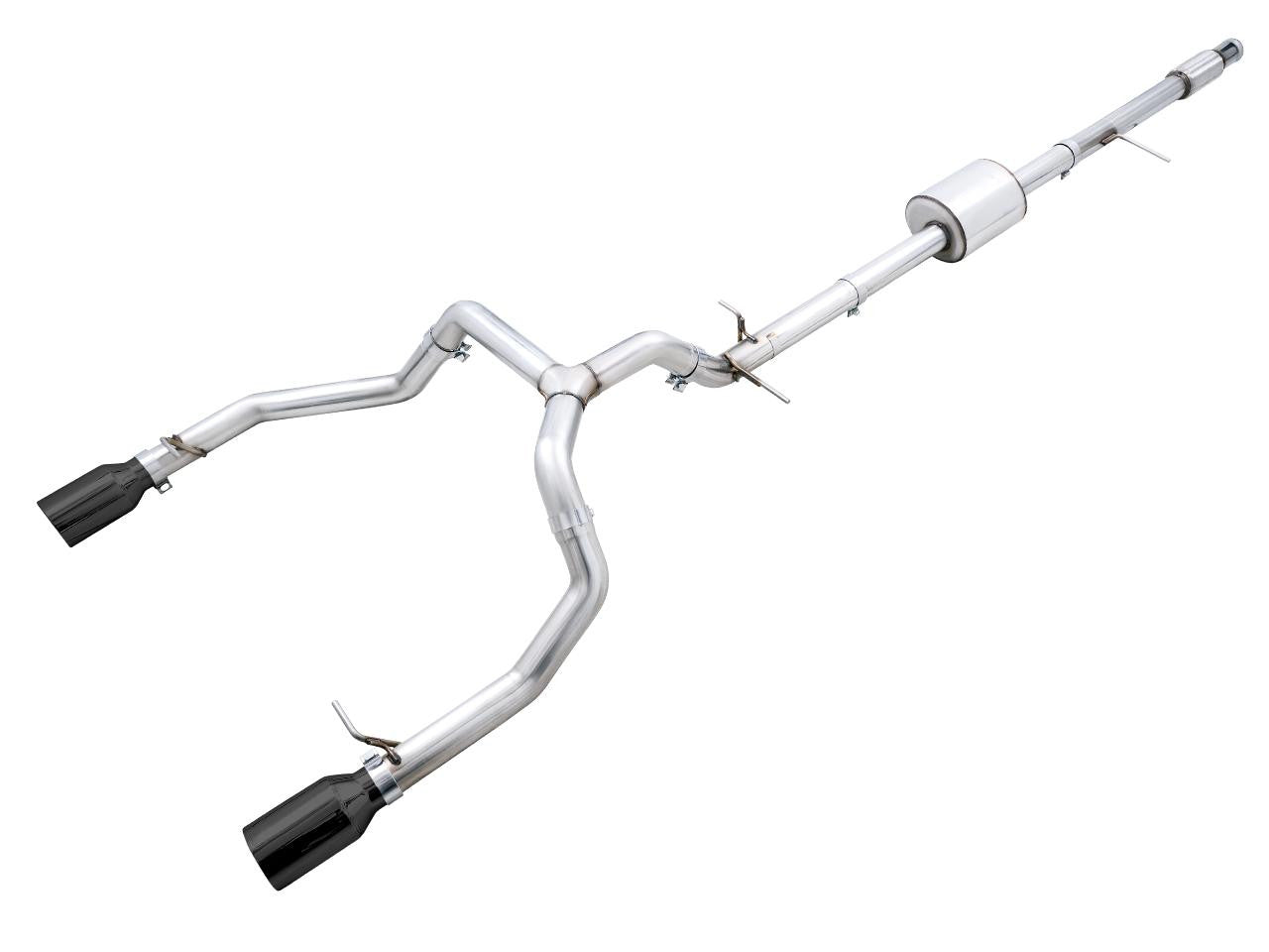AWE 0FG Catback Split Rear Exit Exhaust for 4th Gen Silverado-Sierra 1500 5.3L (Flat Bumper) - Dual Diamond Black Tips - Apollo Off-Road