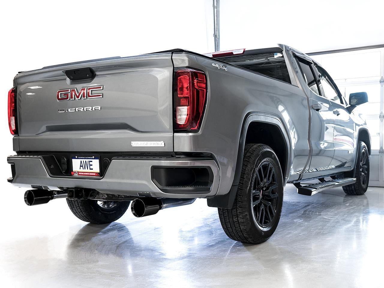AWE 0FG Catback Split Rear Exit Exhaust for 4th Gen Silverado-Sierra 1500 5.3L (Flat Bumper) - Dual Diamond Black Tips - Apollo Off-Road