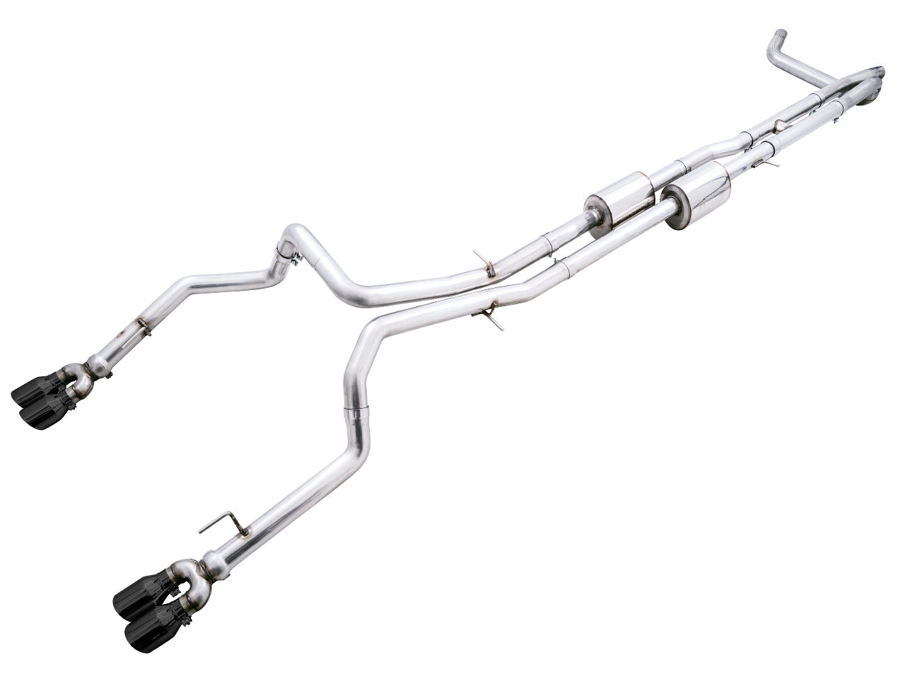 AWE 0FG Catback Split Rear Exit Exhaust for 4th Gen Silverado-Sierra 1500 6.2L (With Bumper Cutouts) - Quad Diamond Black Tips - Apollo Off-Road