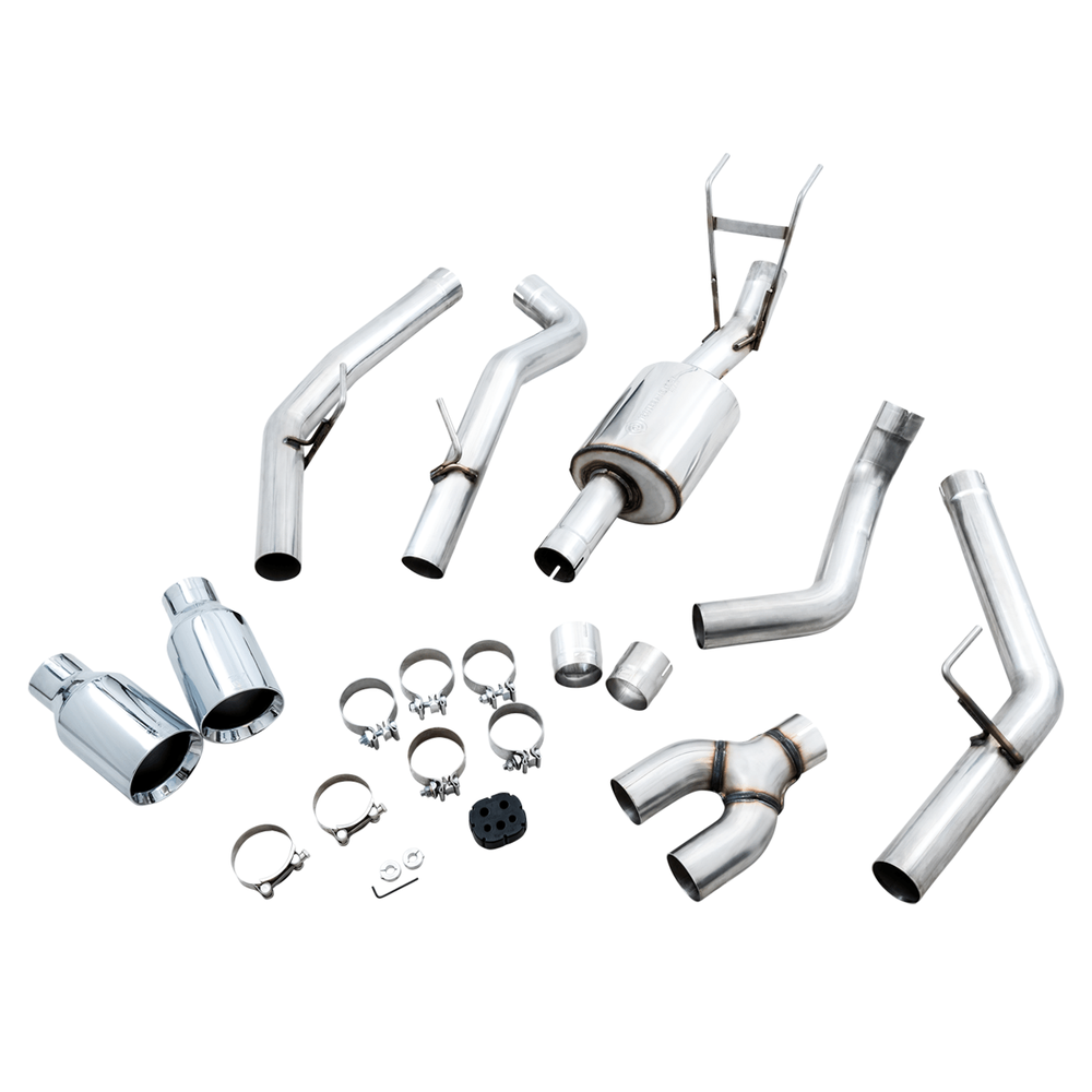 AWE 0FG Dual Rear Exit Catback Exhaust for 4th Gen RAM 1500 5.7L (Without Bumper Cutouts) - Chrome Silver Tips - Apollo Off-Road