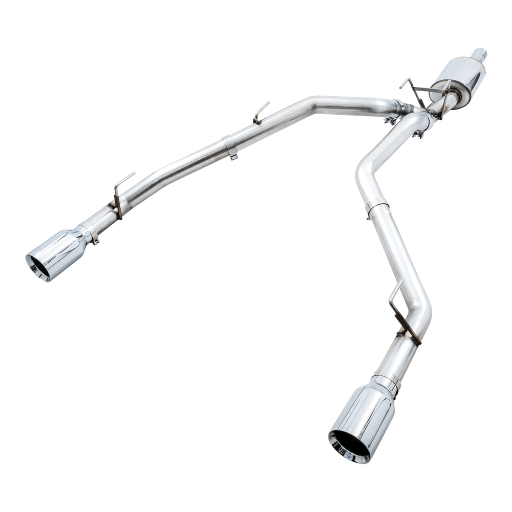 AWE 0FG Dual Rear Exit Catback Exhaust for 4th Gen RAM 1500 5.7L (Without Bumper Cutouts) - Chrome Silver Tips - Apollo Off-Road