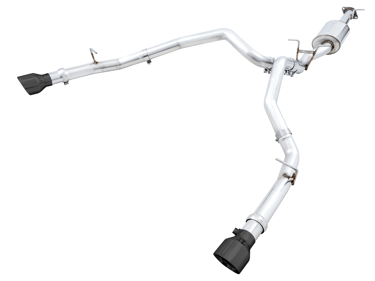 AWE 0FG Dual Rear Exit Catback Exhaust for 5th Gen RAM 1500 5.7L (with bumper cutouts) - Diamond Black Tips - Apollo Off-Road