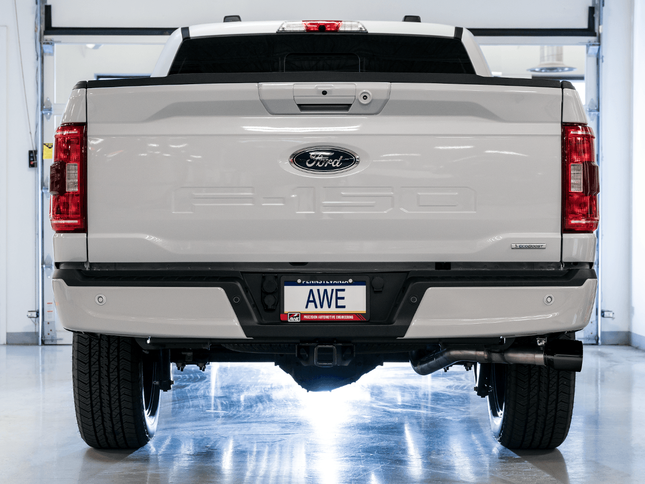 AWE 0FG Dual Side Exit Exhaust for '21+ Ford F-150 - 4.5" Diamond Black Tips - Apollo Off-Road