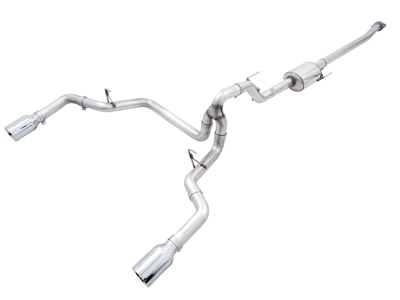 AWE 0FG Dual Split Rear Exhaust for '21+ Ford F-150 - 5" Chrome Silver Tips - Apollo Off-Road