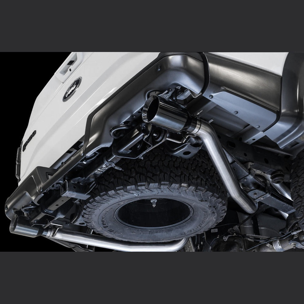 AWE 0FG Exhaust for Gen 2 Ford Raptor (Resonated Performance Cat-back) - Diamond Black 5" Tips - Apollo Off-Road