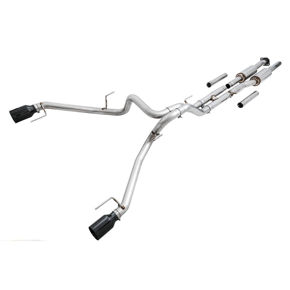 AWE 0FG Exhaust for Gen 2 Ford Raptor (Resonated Performance Cat-back) - Diamond Black 5" Tips - Apollo Off-Road