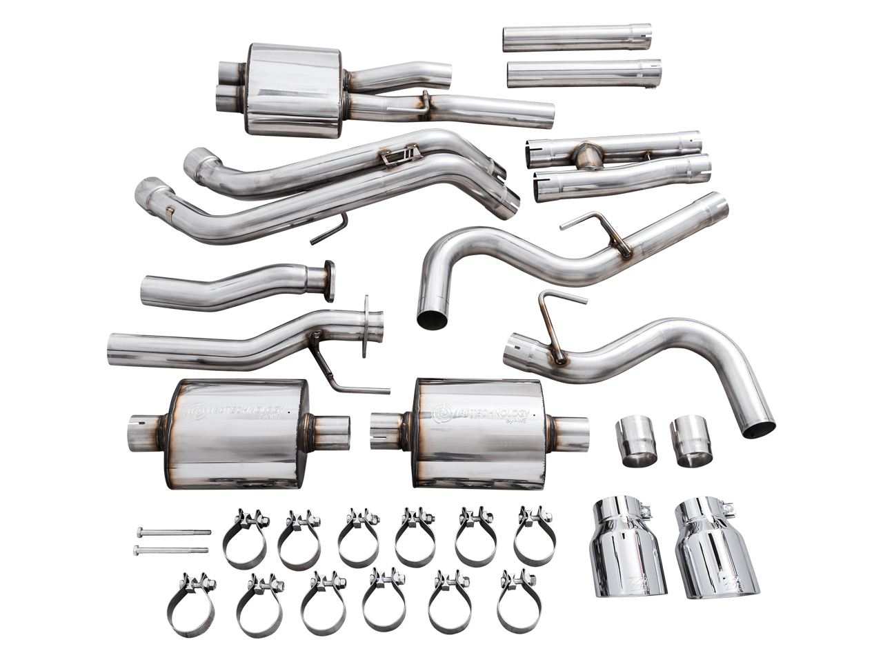 AWE 0FG Exhaust with BashGuard for 3rd Gen Tacoma - Dual Chrome Silver Tips - Apollo Off-Road