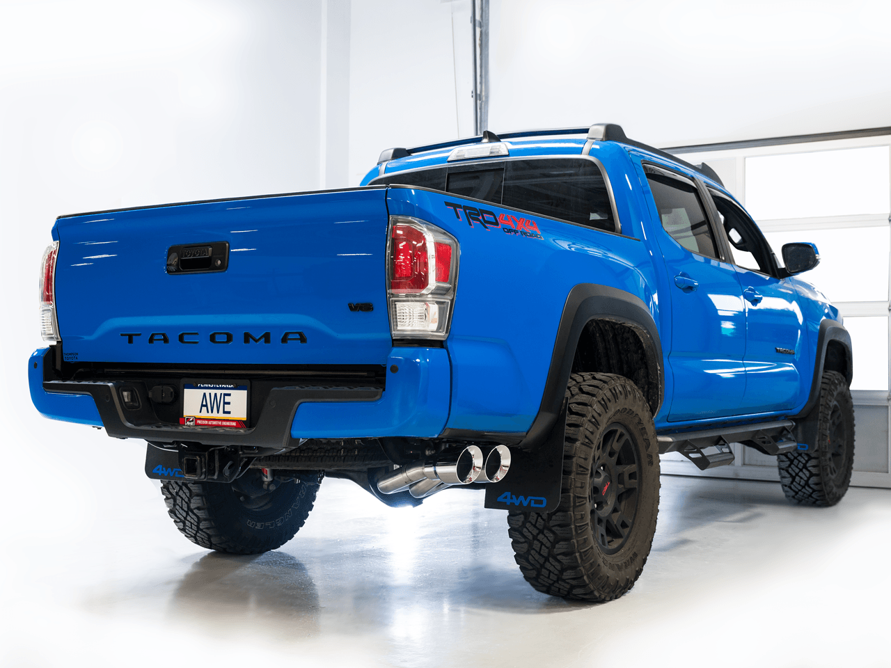 AWE 0FG Exhaust with BashGuard for 3rd Gen Tacoma - Dual Chrome Silver Tips - Apollo Off-Road