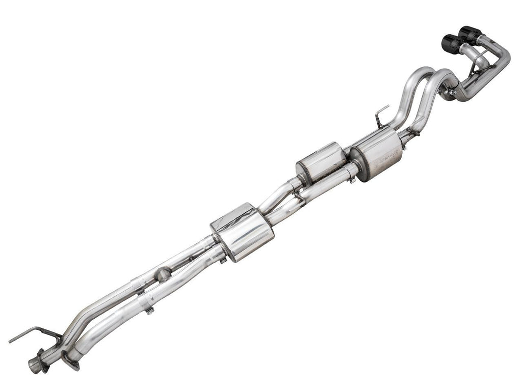 AWE 0FG Exhaust with BashGuard for 3rd Gen Tacoma - Dual Diamond Black Tips - Apollo Off-Road