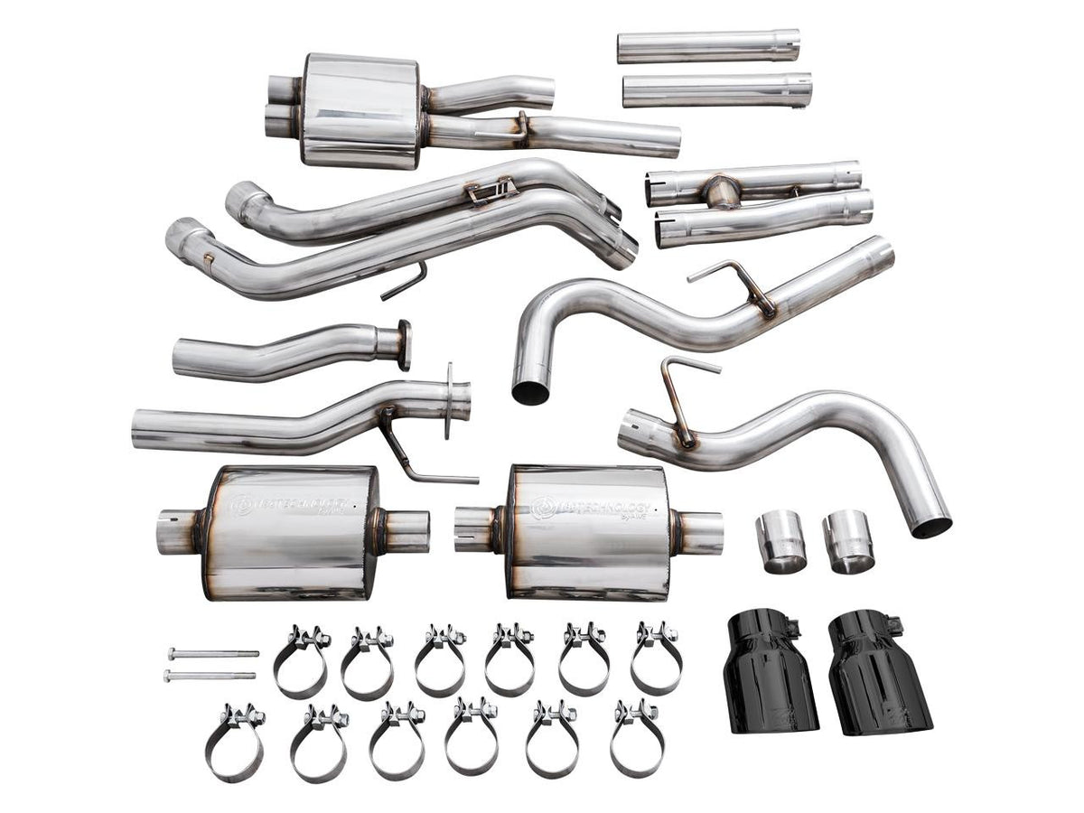 AWE 0FG Exhaust with BashGuard for 3rd Gen Tacoma - Dual Diamond Black Tips - Apollo Off-Road