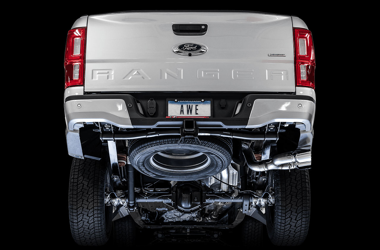 AWE 0FG Exhaust with BashGuard for Ford Ranger - Dual Chrome Silver Tips - Apollo Off-Road