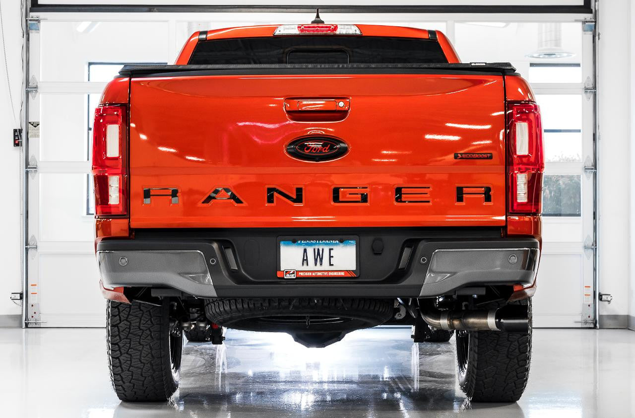 AWE 0FG Exhaust with BashGuard for Ford Ranger - Dual Diamond Black Tips - Apollo Off-Road