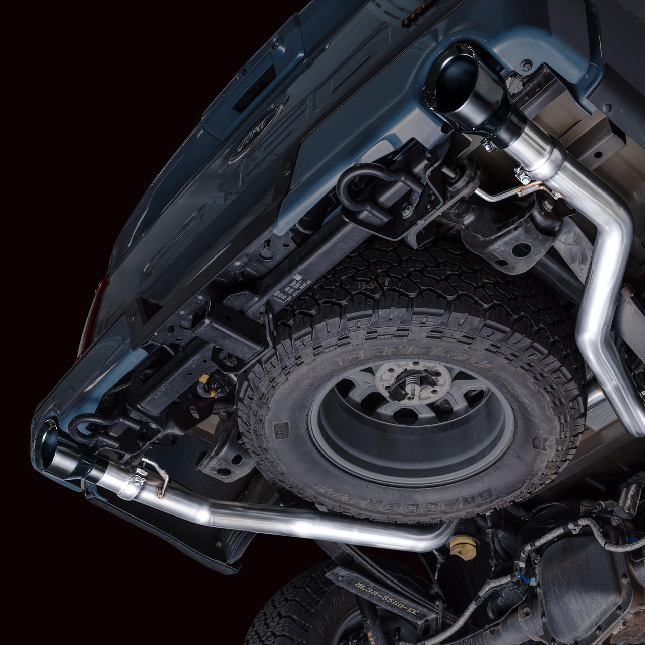 AWE 0FG Non-Resonated Catback for '21+ Ford F-150 Tremor (With Bumper Cutouts) - Diamond Black Tips - Apollo Off-Road