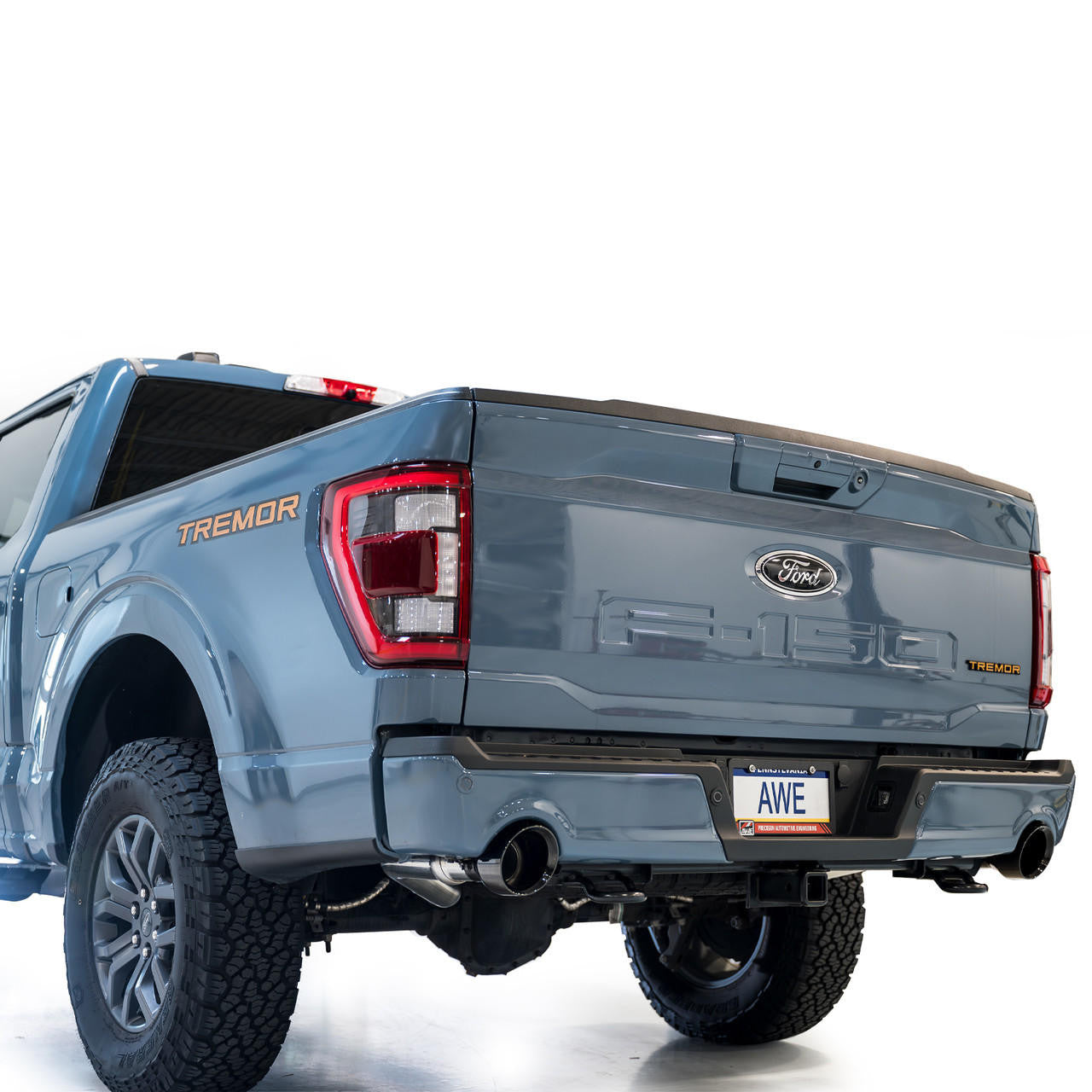 AWE 0FG Non-Resonated Catback for '21+ Ford F-150 Tremor (With Bumper Cutouts) - Diamond Black Tips - Apollo Off-Road