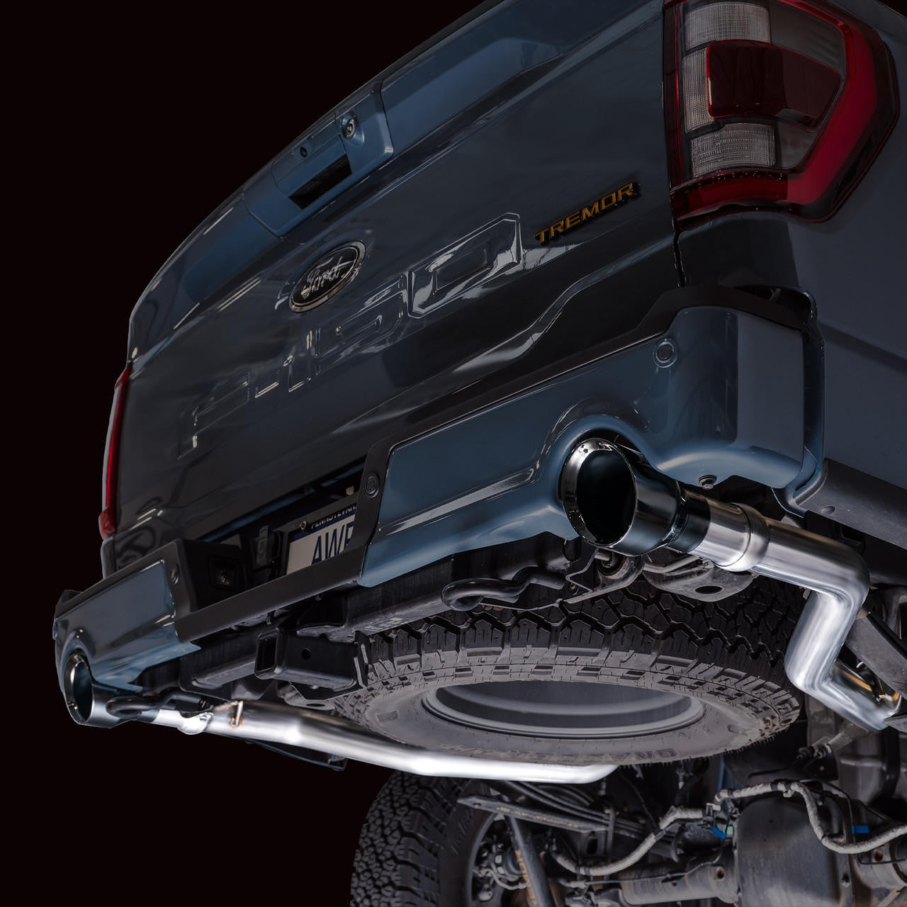 AWE 0FG Non-Resonated Catback for '21+ Ford F-150 Tremor (With Bumper Cutouts) - Diamond Black Tips - Apollo Off-Road