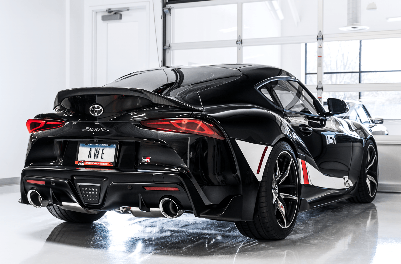 AWE Non-Resonated Touring Edition Exhaust for A90 Supra - 5" Chrome Silver Tips - Apollo Off-Road
