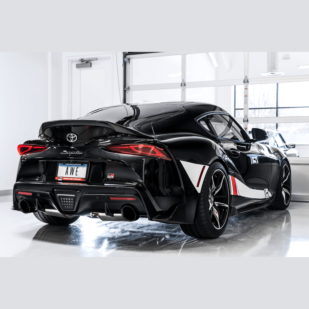 AWE Non-Resonated Touring Edition Exhaust for A90 Supra - 5" Diamond Black Tips - Apollo Off-Road