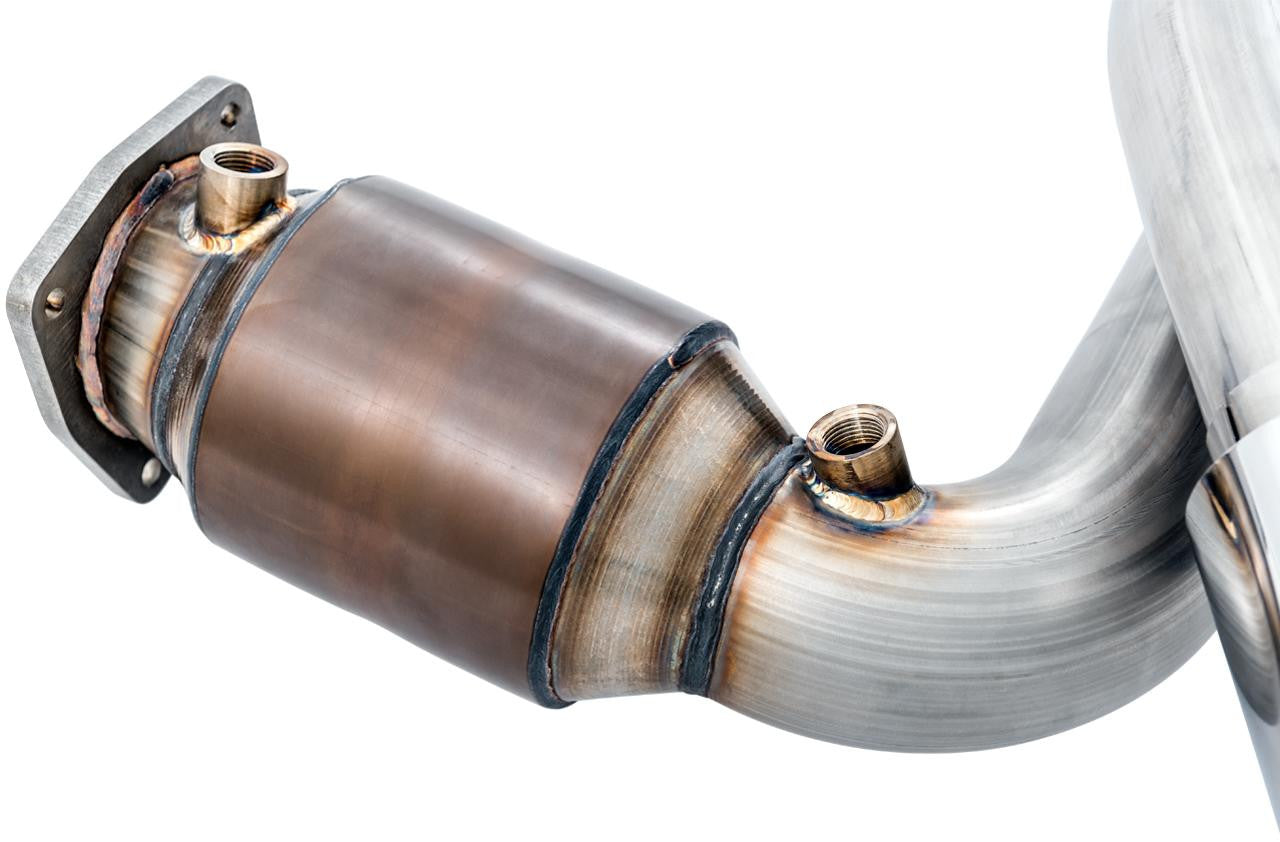 AWE Performance Exhaust and High-Flow Cat Sections for Porsche 991.2 Turbo - With Diamond Black Quad Tips - Apollo Off-Road