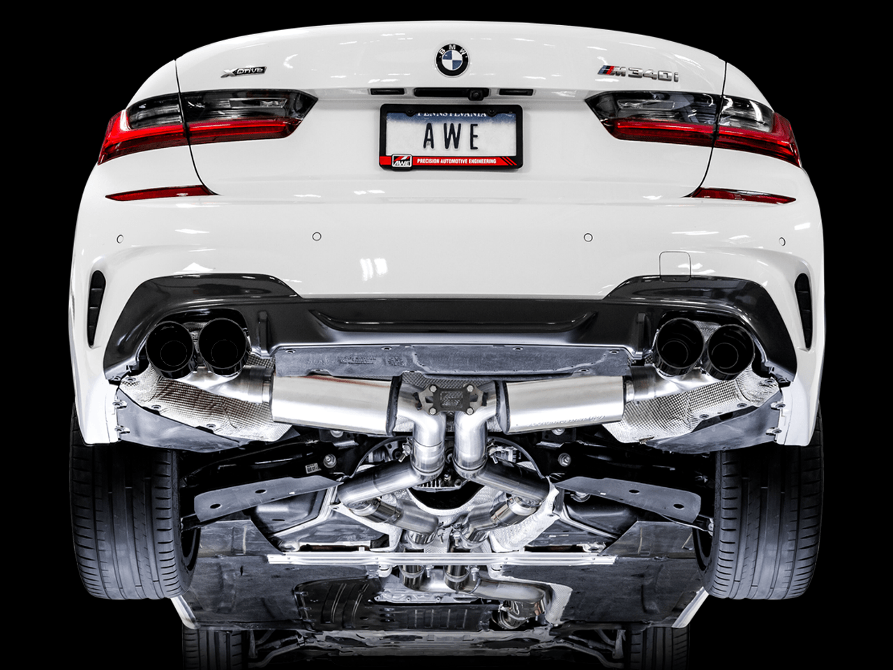 AWE Resonated Touring Edition Exhaust for G2X M340i - M440i - Diamond Black Tips - Apollo Off-Road