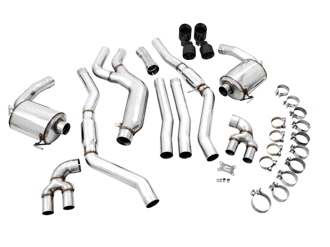 AWE Resonated Touring Edition Exhaust for G2X M340i - M440i - Diamond Black Tips - Apollo Off-Road