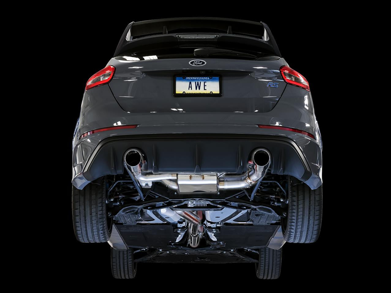 AWE SwitchPath Cat-back Exhaust (with Remote) for Ford Focus RS - Chrome Silver Tips - Apollo Off-Road