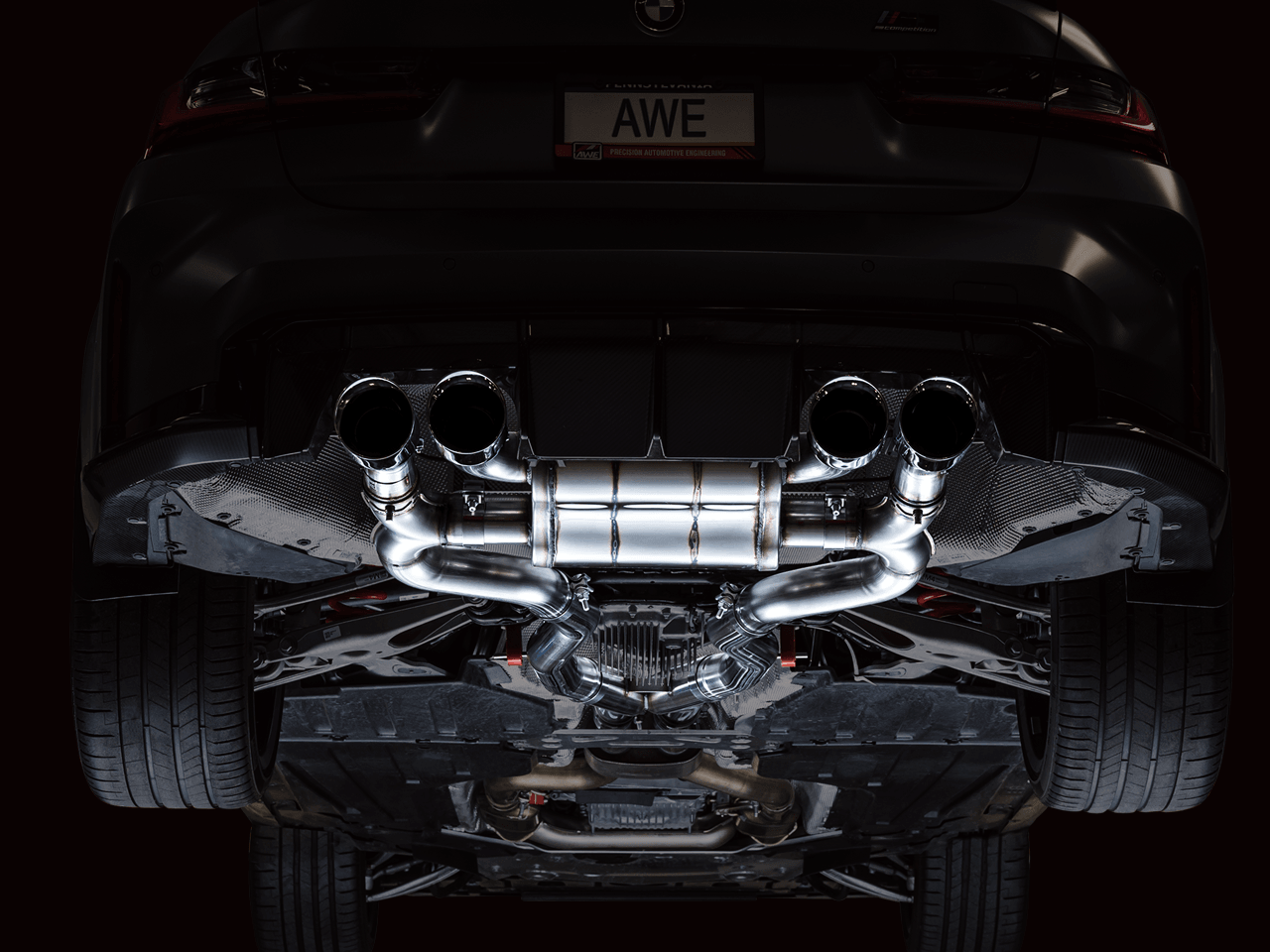 AWE SwitchPath Catback Exhaust for BMW G8X M3-M4 - Diamond Black Tips - Apollo Off-Road