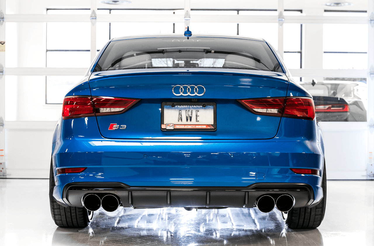 AWE SwitchPath Exhaust for Audi 8V S3 - Diamond Black Tips, 102mm - Apollo Off-Road