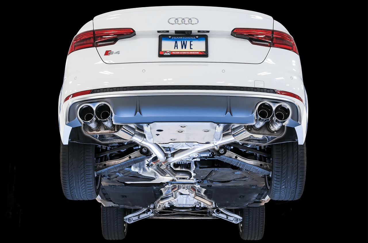 AWE SwitchPath Exhaust for Audi B9 S4 - Non-Resonated - Chrome Silver 102mm Tips - Apollo Off-Road
