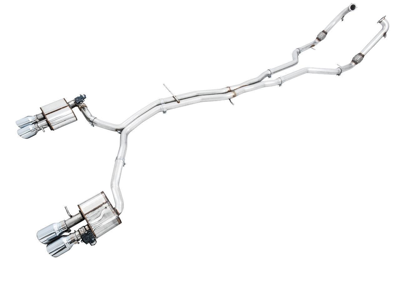AWE SwitchPath Exhaust for Audi B9 S4 - Non-Resonated - Chrome Silver 102mm Tips - Apollo Off-Road