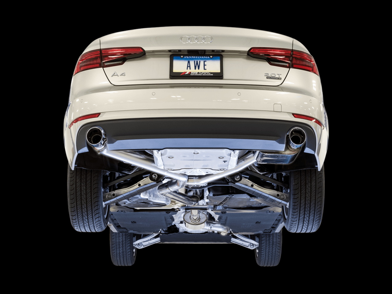AWE SwitchPath Exhaust for B9 A4, Dual Outlet - Chrome Silver Tips (includes DP and SwitchPath Remote) - Apollo Off-Road