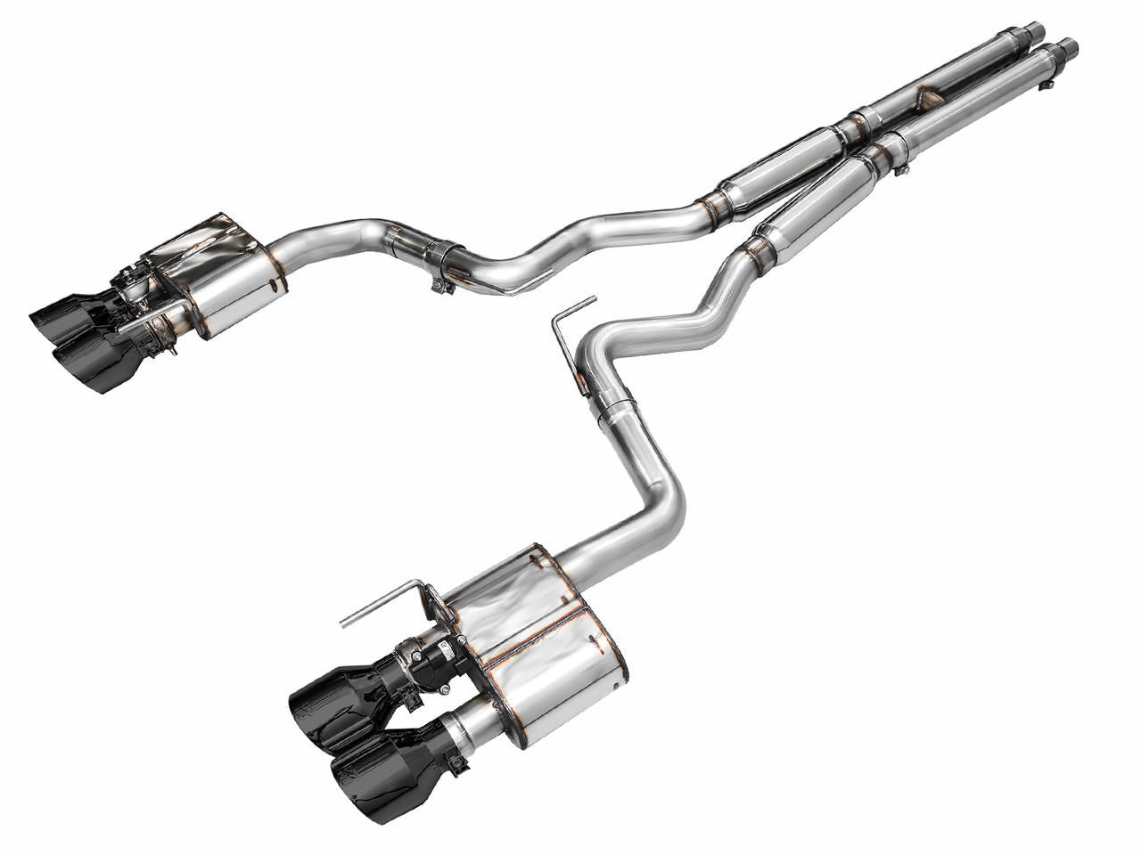 AWE SwitchPath Exhaust for S650 Mustang GT Fastback - Quad Diamond Black Tips - Apollo Off-Road