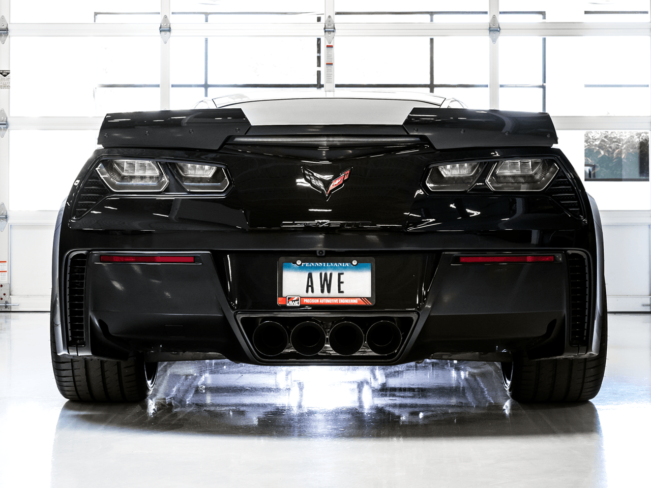 AWE Touring Edition Axleback Exhaust for C7 Corvette Stingray - Z51 - Grand Sport - Z06 - ZR1 - Diamond Black Tips (includes AWE AFM valve simulators) - Apollo Off-Road