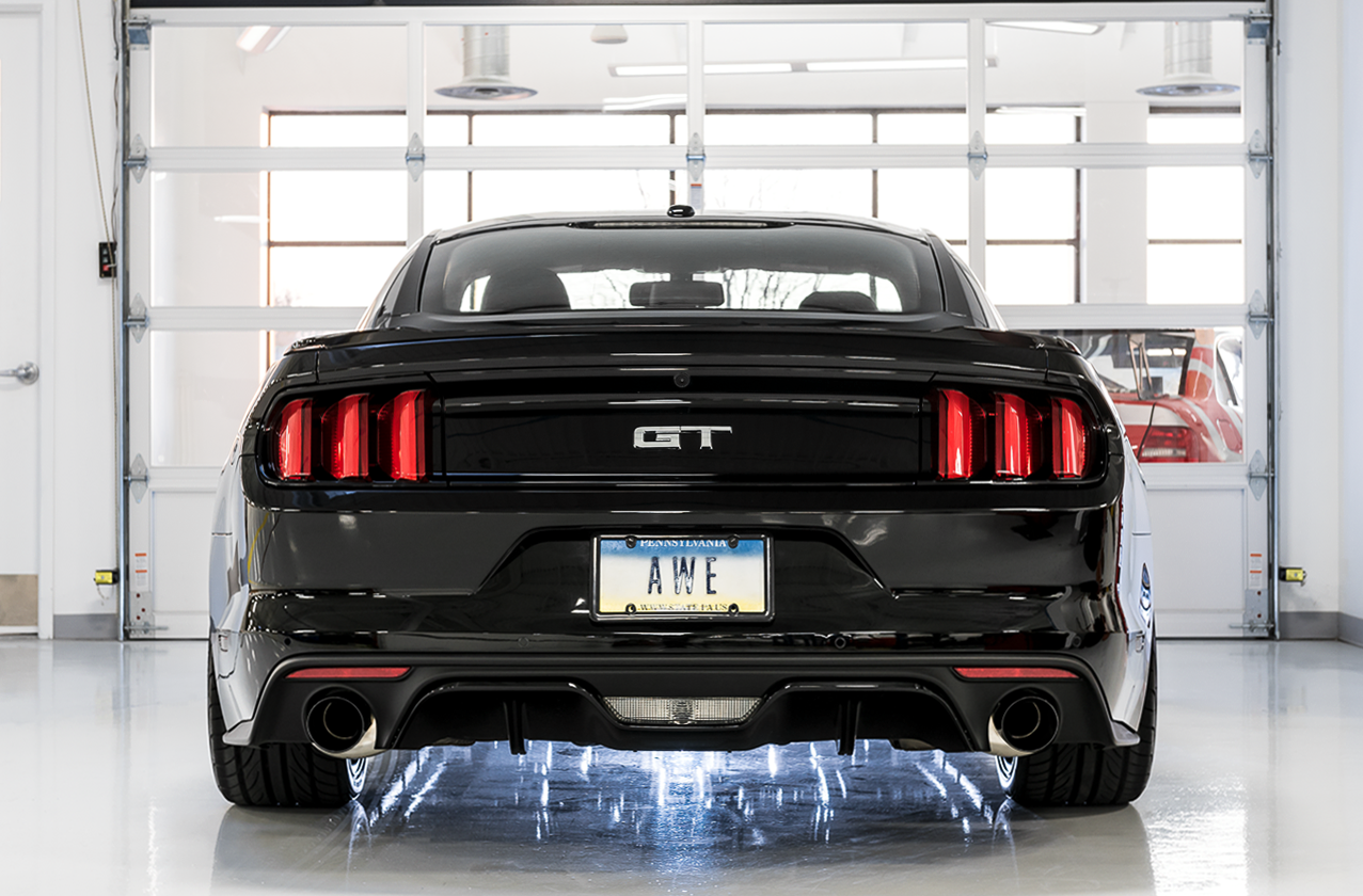 AWE Touring Edition Cat-back Exhaust for S550 Mustang GT - Dual Tip - Diamond Black Tips - Apollo Off-Road