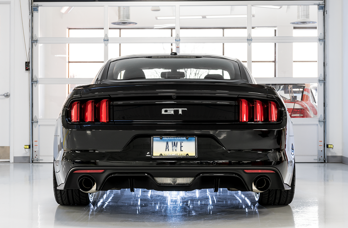 AWE Touring Edition Cat-back Exhaust for S550 Mustang GT - Dual Tip - Diamond Black Tips - Apollo Off-Road
