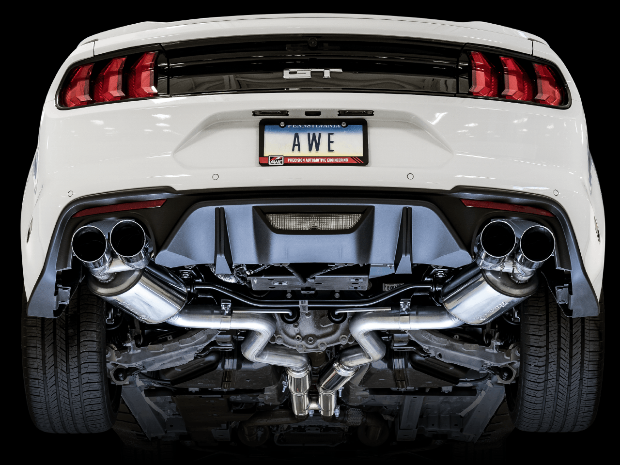 AWE Touring Edition Cat-back Exhaust for the 2018+ Mustang GT - Quad Chrome Silver Tips - Apollo Off-Road